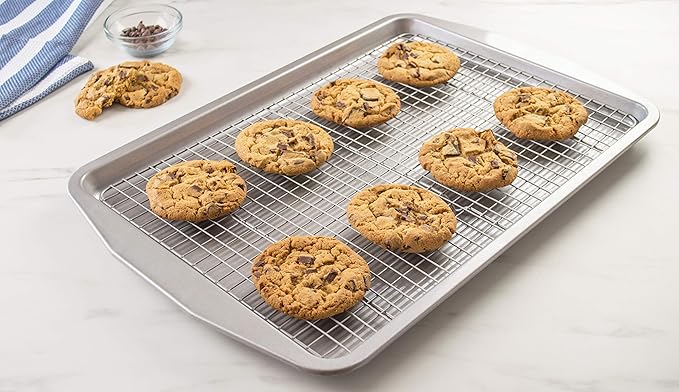 USA Pan American Bakeware Classics Half Sheet Baking Pan and Cooling Rack, Aluminized Steel