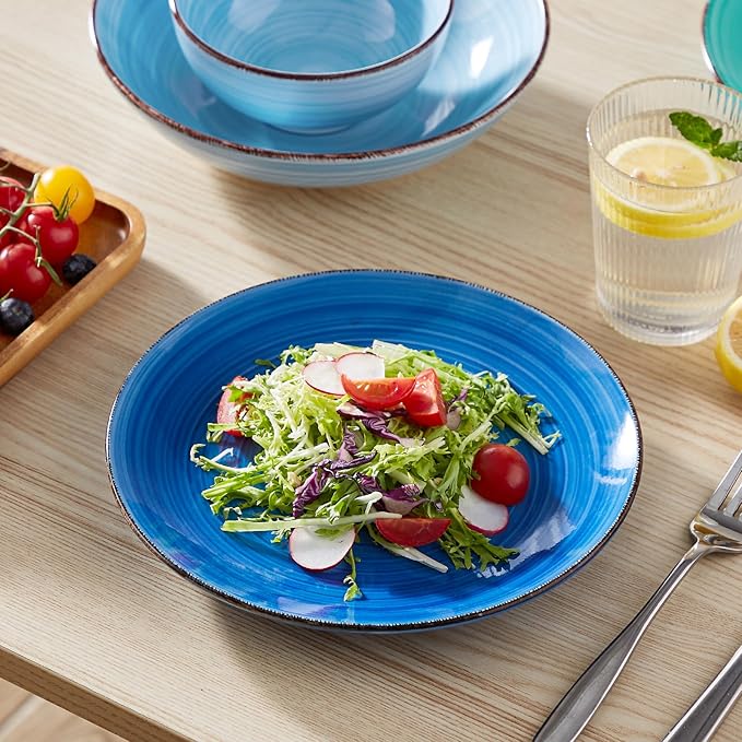 vancasso Bonita Salad Plates, 8.5 inch Small Dinner Plates Set, Ceramic Dessert Plate Serving Dishes Set of 6, Microwave, Oven and Dishwasher Safe, Assorted Color