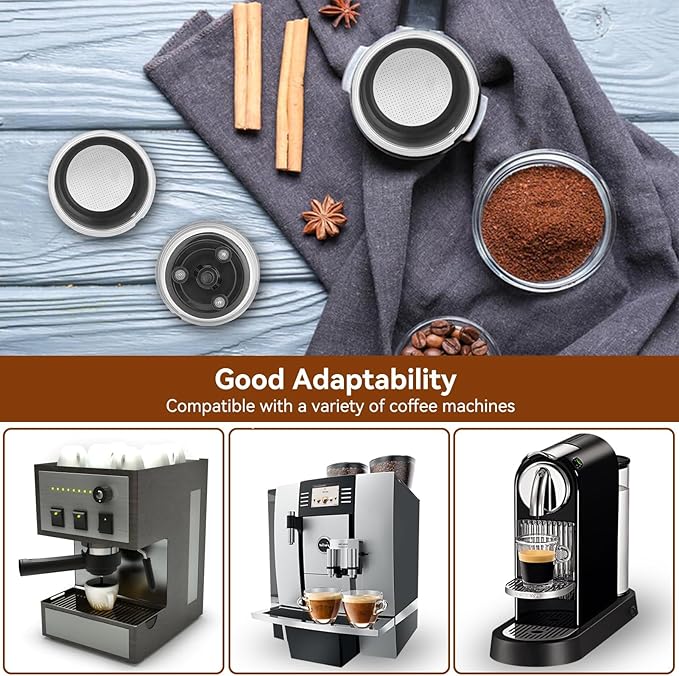 1 Cup 51mm Coffee Filter Basket, Stainless Steel Pressurized Mesh Coffee Filters Bottomless Portafilter Coffee Machines Accessories for Semi-Automatic Coffee Machine Series (1 Cup)
