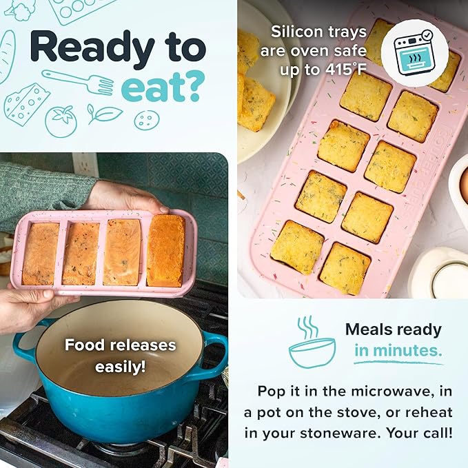 Souper Cubes 2 Tbsp. Silicone Freezer Molds - Perfect for Storing Garlic, Herbs, Ginger, Pesto, Tomato Paste, Lemon Juice, Purees and More - Cotton Candy – 2-Pack