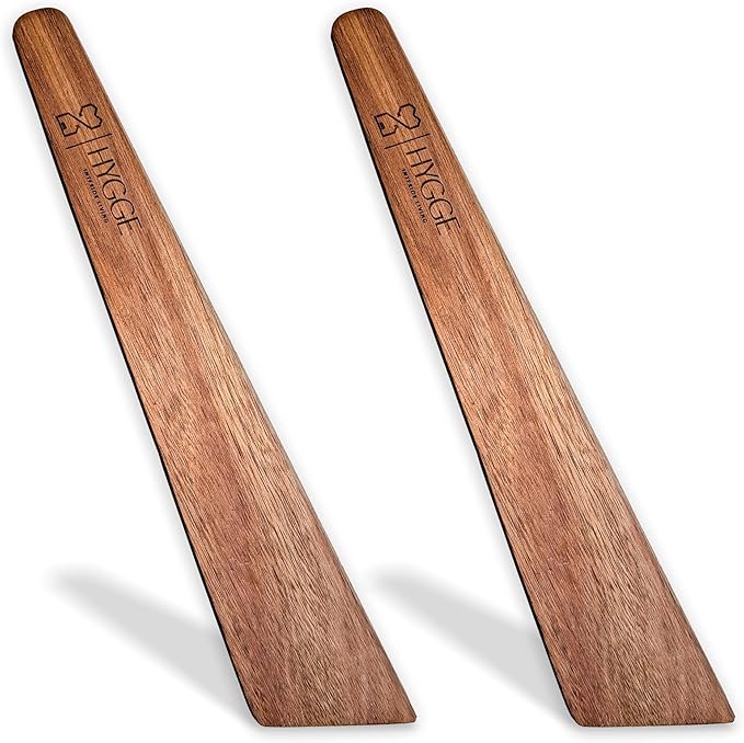 12 inch Wooden Spatula for Cooking, Flipping, Scraping, Turning, Flat Wooden Kitchen Spatula Turner, Flipper for Cast Iron, Skillet, Griddle, Egg Scraper Utensil - Set of 2
