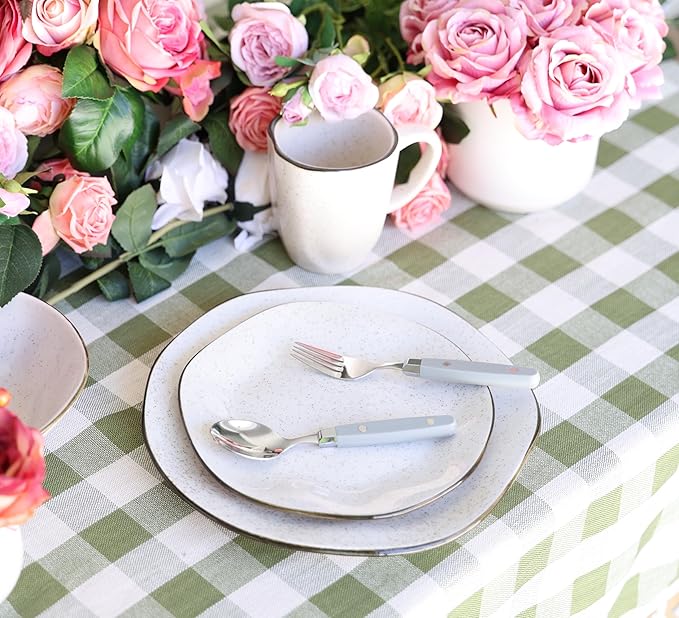 ANNOVA Silverware Set, Retro/Rivet Colorful Stainless Steel Tableware Kitchen Flatware Set Utensils, Includes Dinner Knives, Forks, Spoons, Salad Forks & Dessert Spoons (Sky Blue, 20 Pieces)