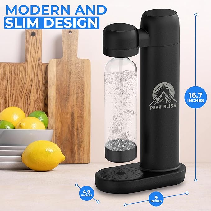 Original Soda Maker (Matte Black): Carbonate Drink (1L PET Bottle Included), Create Sparkling, Seltzer & Fizzy Water, Compatible with Any Screw-In 60L CO2 Carbonator (Not Included)