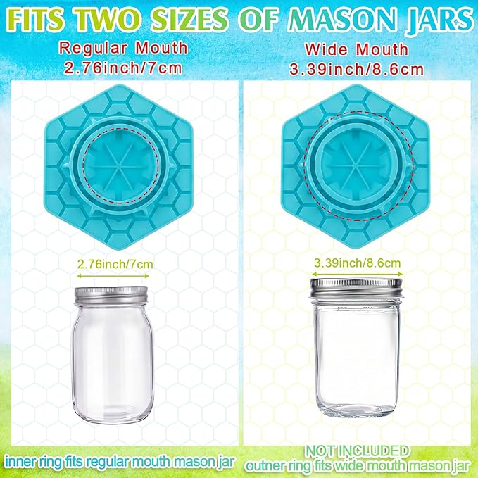 4 Pack Bee Feeder for Mason Jar Bee Watering Station Garden Silicone Sugar Water Feeder Beekeeping Drinking Equipment Tools with Mason Jars for Drinking Water(Teal)