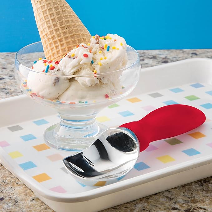 Spring Chef Ice Cream Scoop and Magnetic Measuring Spoons Set Bundle - Red