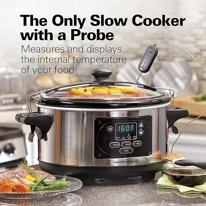 Hamilton Beach 6 Quart Programmable Slow Cooker and Air Fryer Lid Bundle