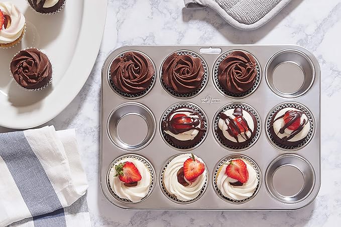 Fox Run Muffin and Cupcake Pan, 12 Standard Cup Stainless Steel Muffin Pan