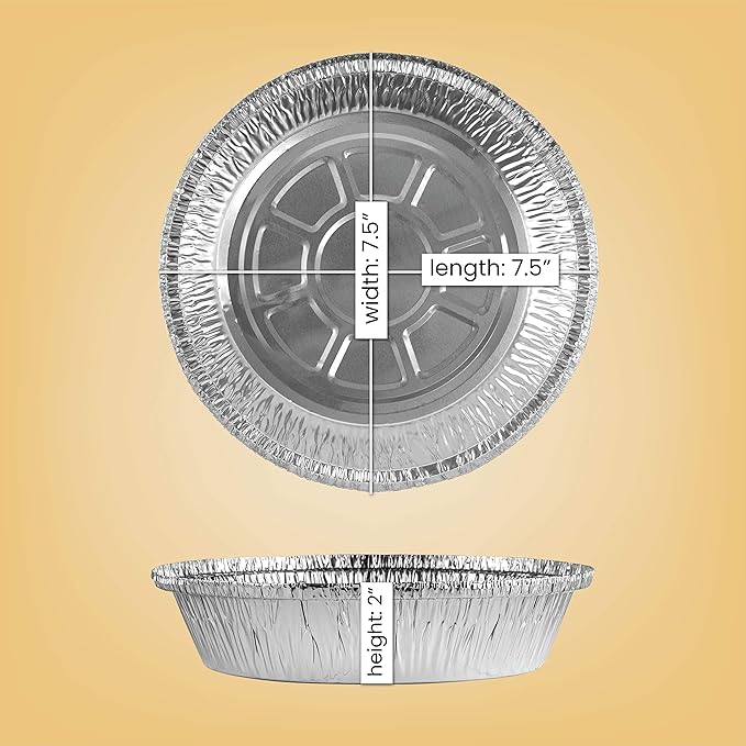 PLASTICPRO 7'' Inch Round Tin Foil Pans Disposable Aluminum, Freezer & Oven Safe - For Baking, Cooking, Storage, Roasting, & Reheating, Pack of 100