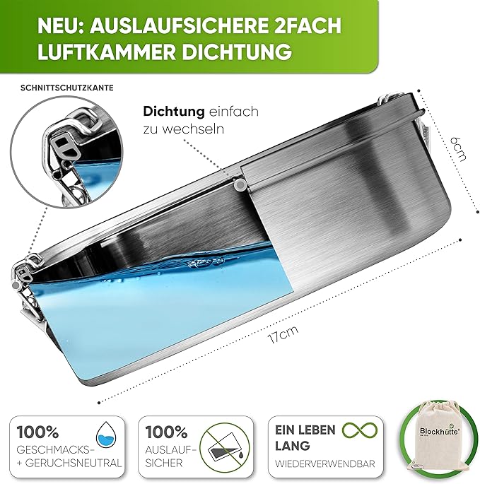 Blockhütte Personalized Stainless Steel Lunch Box for Kids I 27oz I Bento Box Custom Name I Metal Lunchbox I Non-Toxic, Eco-Friendly, Leakproof Lunch Container Adults I Personalized Gifts for men