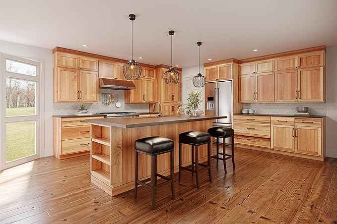 Quicklock RTA (Ready-to-Assemble) 42" Tall Wall Kitchen Cabinets - Shaker Style | 100% Hardwood | Made in America | Soft Close Hardware (Rustic Hickory, 24" D x 36" W x 24" H)