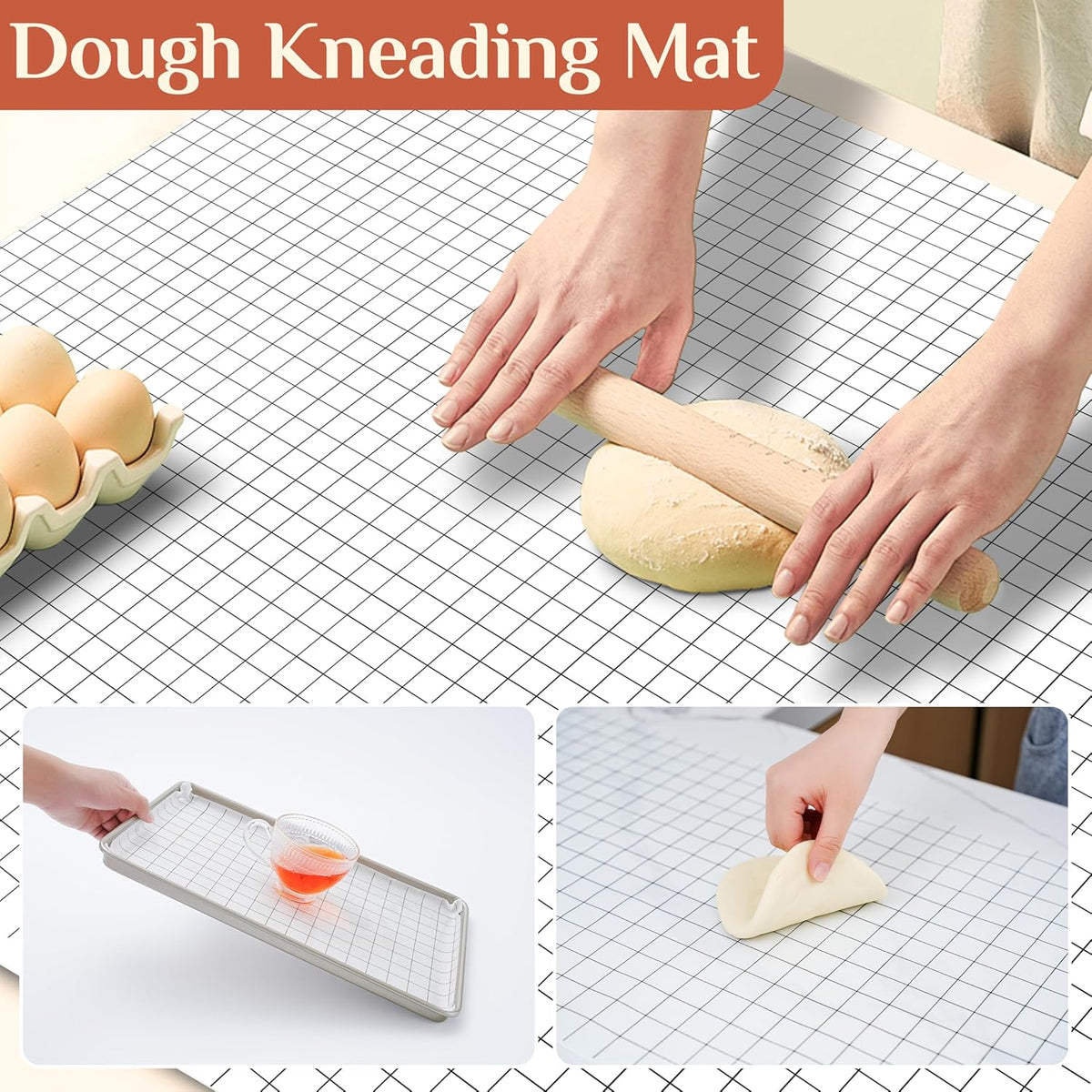Silicone Baking Mat, 16 IN x 10 FT Free Cutting Baking Sheet,Non-Stick Reusable Dough & Pastry Mat,Non-Slip Silicone Mat Roll for Air Fryer Liner,Freeze Dryer,Oven Baking Pan,Kitchen Counter