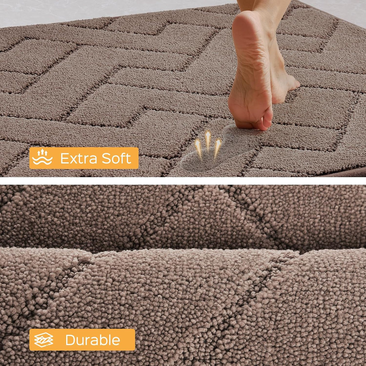 Machine Washable Kitchen Rugs 24" x 70", Non-Slip Kitchen Runner Rugs Mats for Floor, Absorbent Comfort Standing Mats for Kitchen, Sink, Laundry and Hallway, Rolled Packaging, Grayish Brown