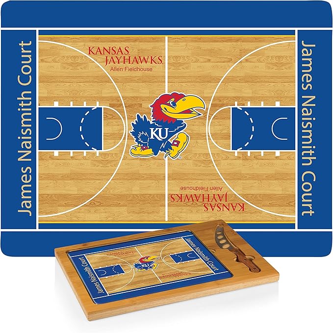 PICNIC TIME NCAA Icon Glass Top Cutting Board & Knife Set, Cheese Boards Charcuterie Boards, Serving Platter, (Parawood & Bamboo)
