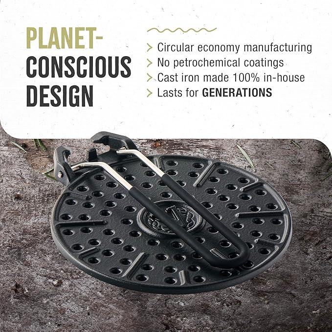 Victoria Cast Iron Arepa Grill, Enameled Parilla for Tortillas and Flatbreads, Heat Diffuser, Parrilla Asadora para Arepas, 8 Inches, Made in Colombia