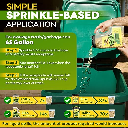 BEEST Dumpster Defender - 8lbs Outdoor Trash Can Deodorizer & Liquid Waste Absorber (Made in USA) Biodegradable Trash Can Odor Eliminator - Powerful Garbage Deodorizer for Always-Fresh Bins - 36 Cups