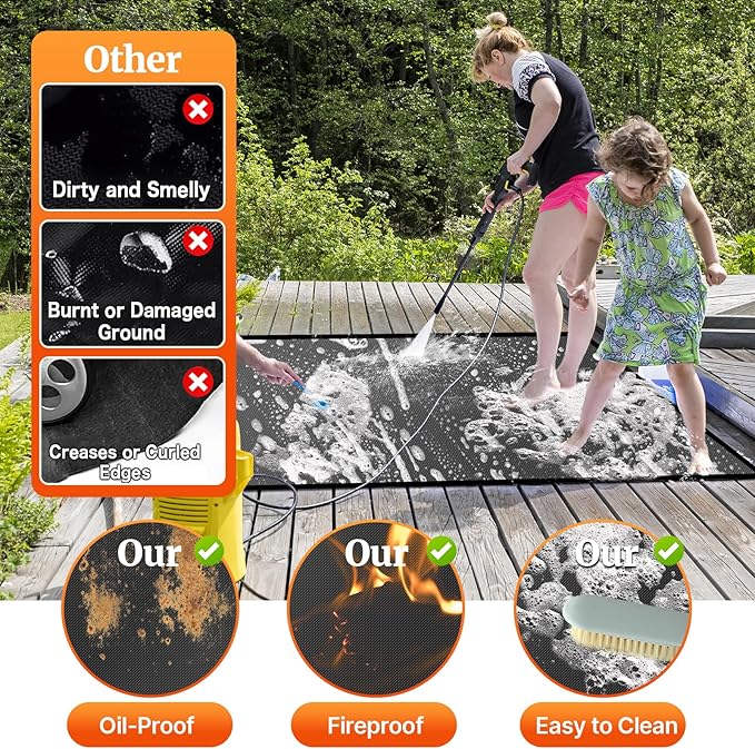 90 ×48 inches Under Grill Mat Fit Blackstone 28in & 36in Griddle/ Griddle Mat for Blackstone, Grill Mat for Outdoor Grill, Grilling Mats BBQ Mats for Grilling to Protect Deck Patio Pavers Gas Grills